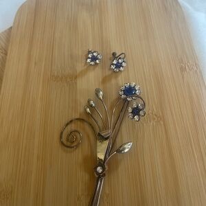 Vintage sterling silver, mid-century, pin and earring set